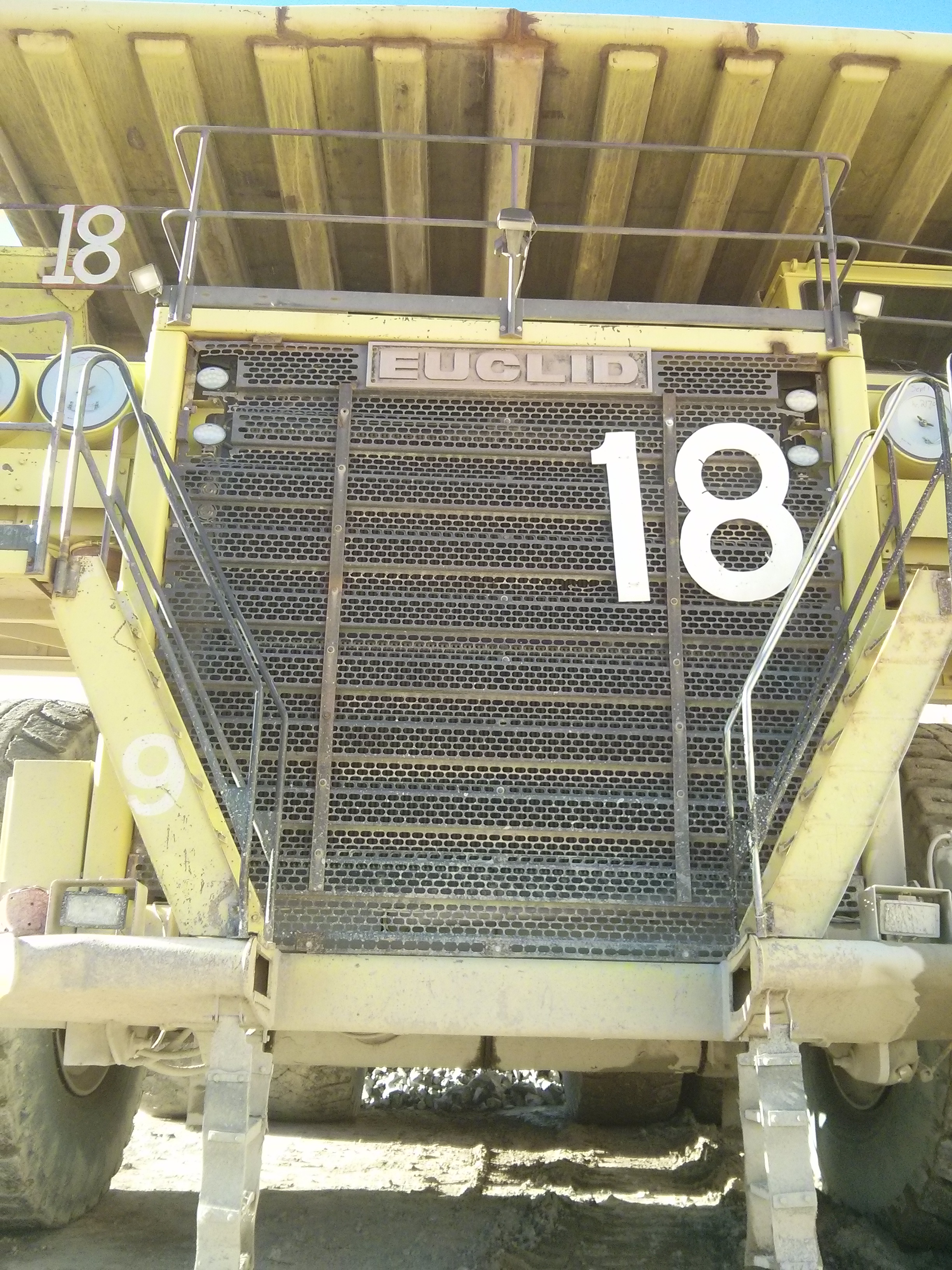 Truck 18, 200 tonne Haul Truck. This big beast was parked on the ramp going into Pit #2, had an engine fire.